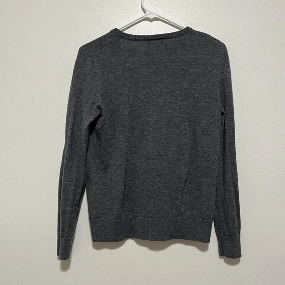 The Kooples Gray Lightweight Merino Wool Sweater with Front Pocket Chain - Picture 4 of 6